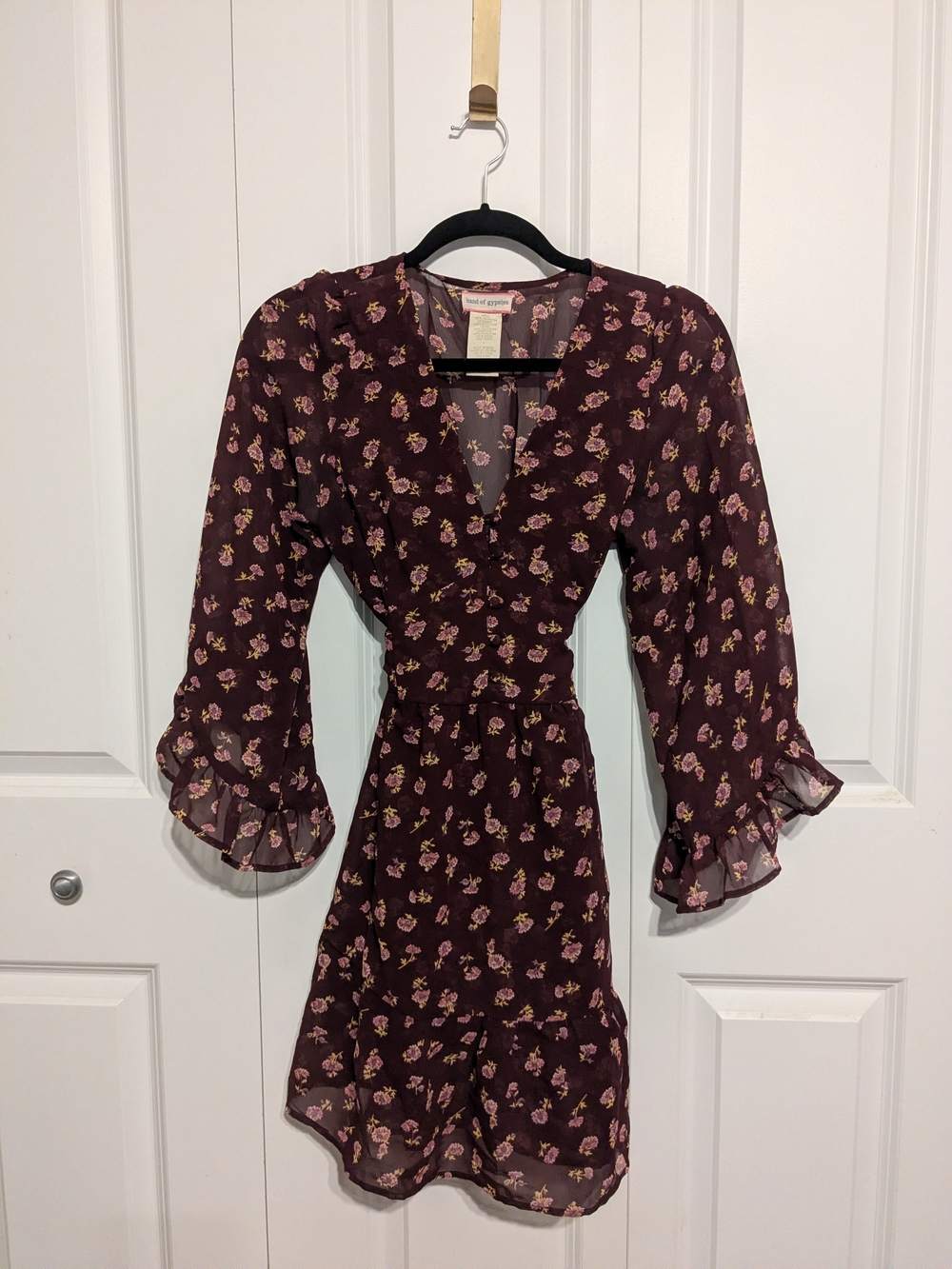 Band of Gypsies Plum Floral Mini Dress
